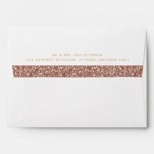 Rose Gold Modern Trendy Pink Glitter Stripe Envelope