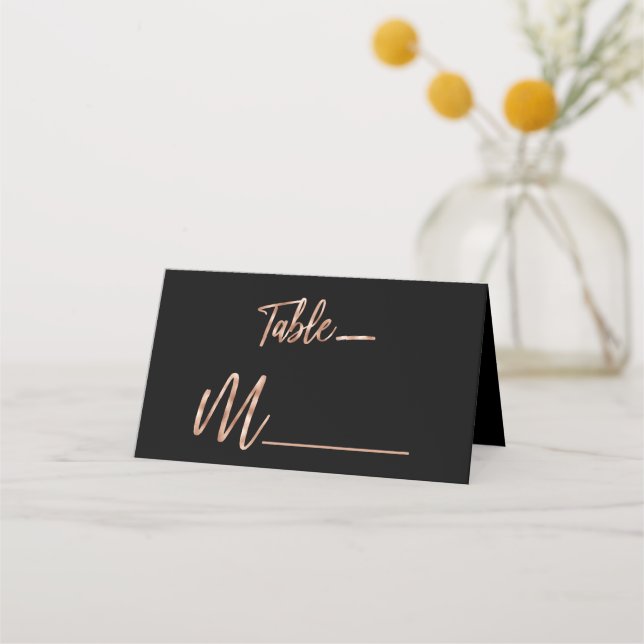 Rose Gold Modern Typography Seating Table Number Place Card (Front)