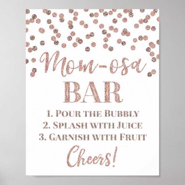 Rose Gold Mom-osa Bar Sign Baby Shower (Front)