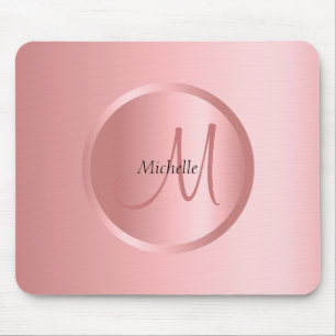 Rose Gold Mono gram Template Modern Elegant Mouse Mat