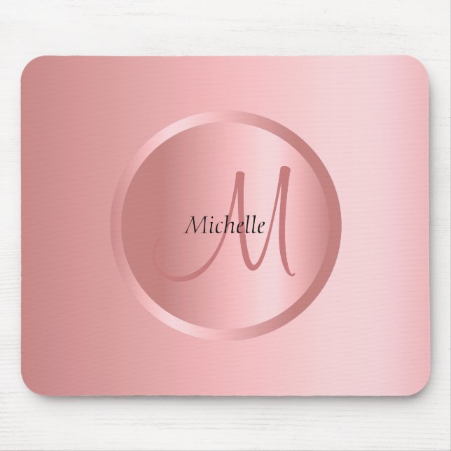 Rose Gold Mono gram Template Modern Elegant Mouse Mat (Front)