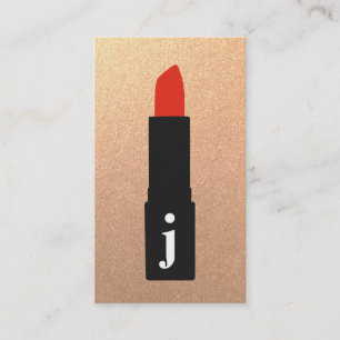Rose Gold Monogram Beauty Makeup Artist Lipstick Business Card