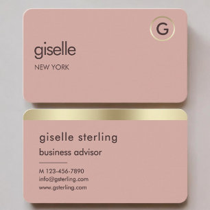 Rose Gold Monogram Business Card