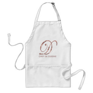 Rose Gold Monogram D Chef de Cuisine or Your Text Standard Apron