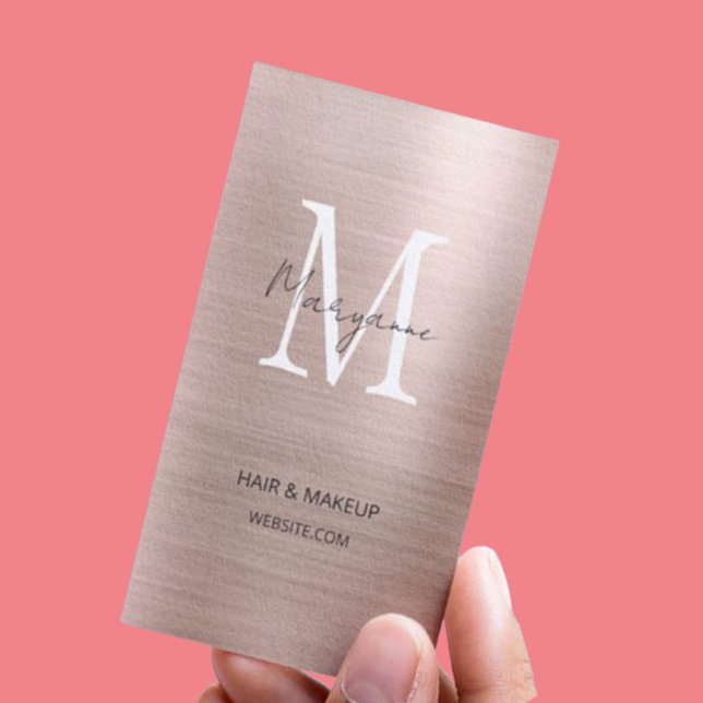 Rose Gold Monogram Elegant Modern Business Card (Creator Uploaded)