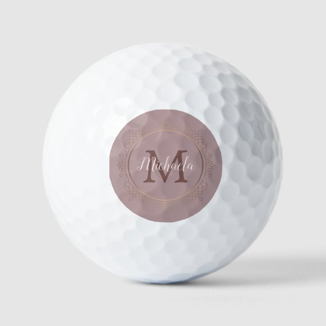 Rose Gold Monogram Elegant Modern Template Golf Balls (Front)