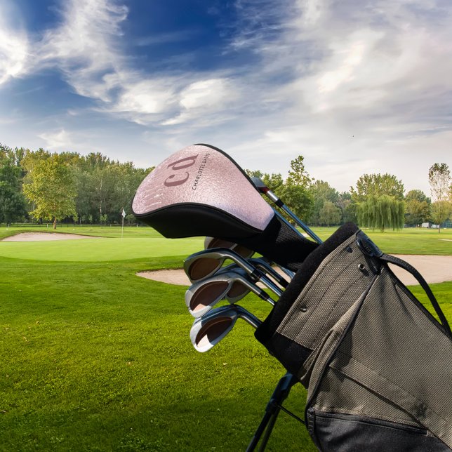 Rose gold monogram glitter drips name glamourous golf head cover (Creator Uploaded)