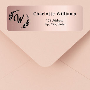 Rose gold monogram initial return address