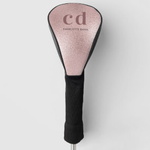 Rose gold monogram initials name golf head cover
