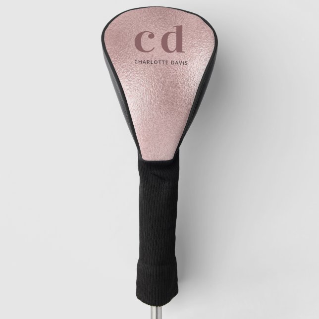 Rose gold monogram initials name golf head cover (Front)