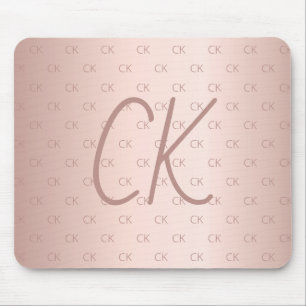 Rose gold monogram initials pink elegant mouse mat