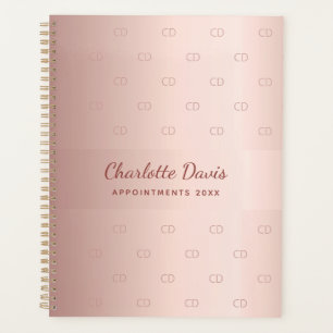 Rose gold monogram initials script elegant planner