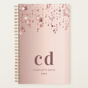 Rose gold monogram initials stars  planner