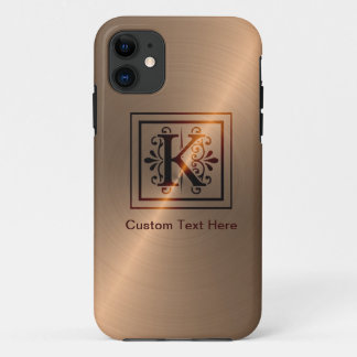 Rose Gold Monogram K iPhone 11 Case