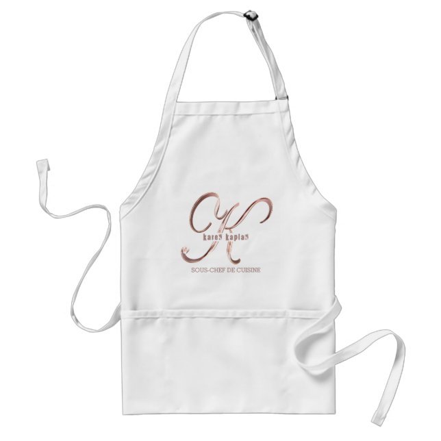 Rose Gold Monogram K with Name and Your Text Standard Apron (Front)