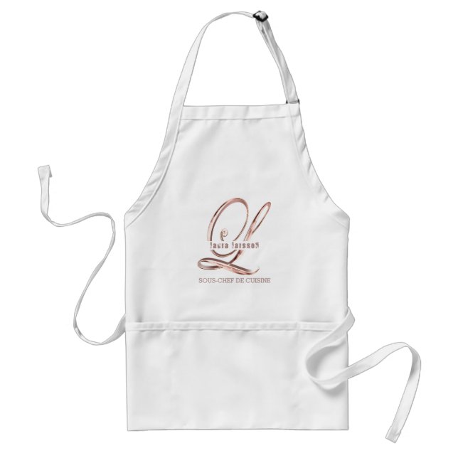 Rose Gold Monogram L with Name and Your Text Standard Apron (Front)