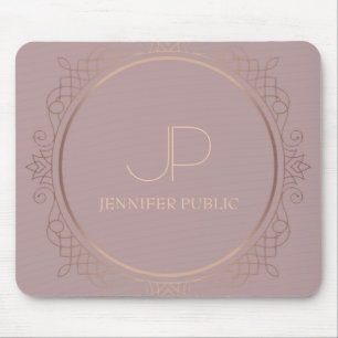 Rose Gold Monogram Modern Elegant Template Mouse Mat