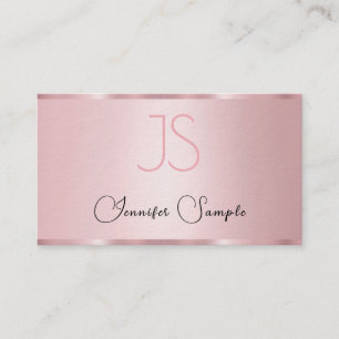 Rose Gold Monogram Modern Typography Luxury Business Card