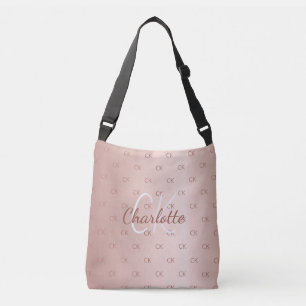 Rose gold monogram name elegant  crossbody bag