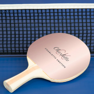 Rose gold monogram name initials elegant ping pong paddle