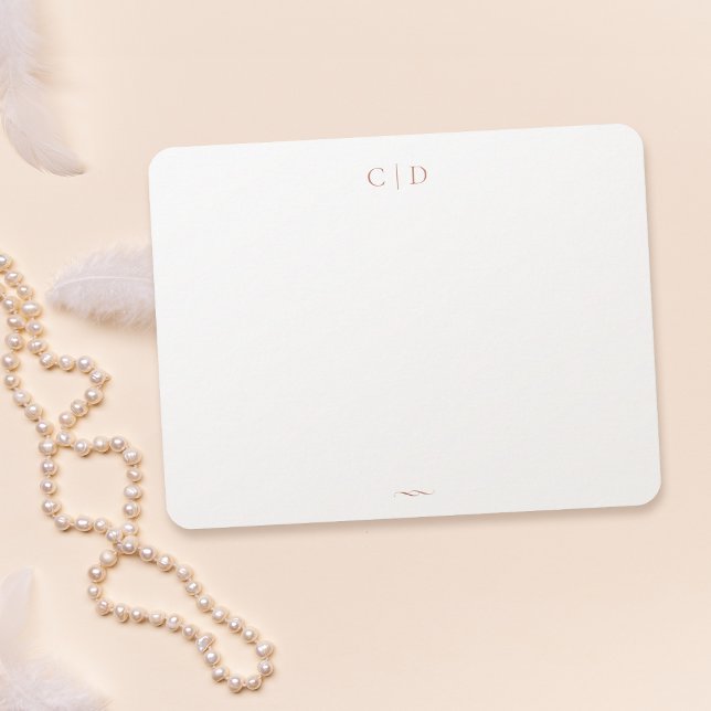 Rose Gold Monogram Personalised Stationery  Card (Rose Gold Monogram Personalized Stationery Note Card)