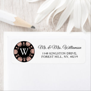 Rose Gold Monogram Poker Chip Casino Wedding