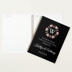 Rose Gold Monogram Poker Chip Casino Wedding Planner