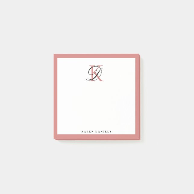 Rose Gold Monogram  Post-it Notes (Front)