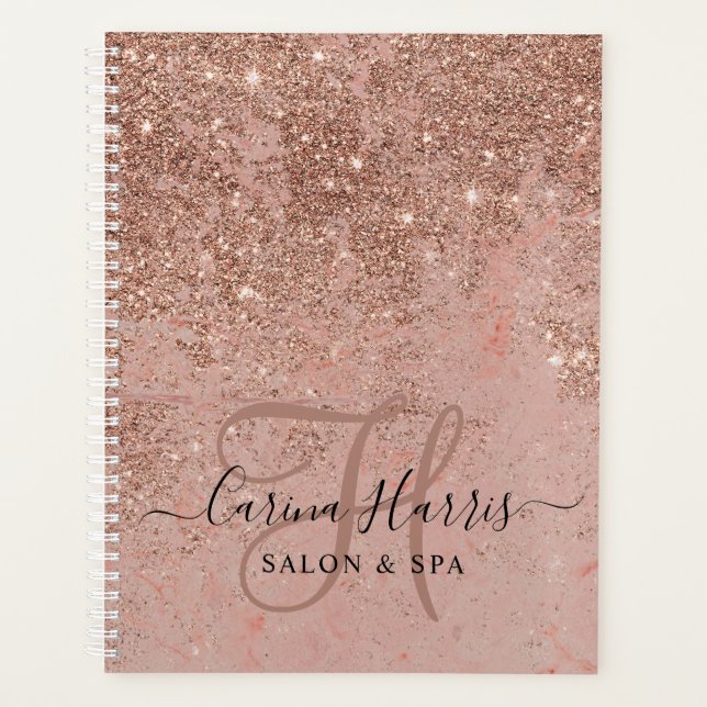 Rose Gold Monogram Salon Appointment Book Planner (Front)
