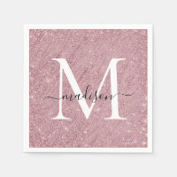 Rose Gold Monogram Script Sparkle Glitter Tinsel