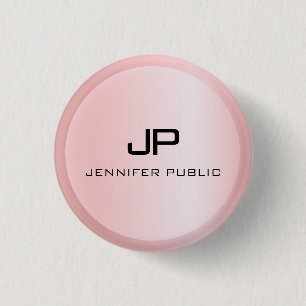 Rose Gold Monogram Template Elegant Modern 3 Cm Round Badge