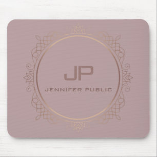 Rose Gold Monogram Template Elegant Modern Mouse Mat