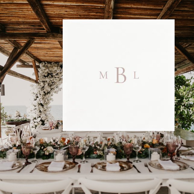 Rose Gold Monogram White Elegant Wedding Cocktail Napkin (Creator Uploaded)