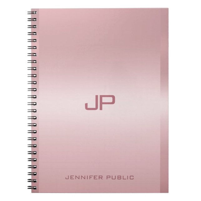 Rose Gold Monogrammed Template Personalised Notebook (Front)