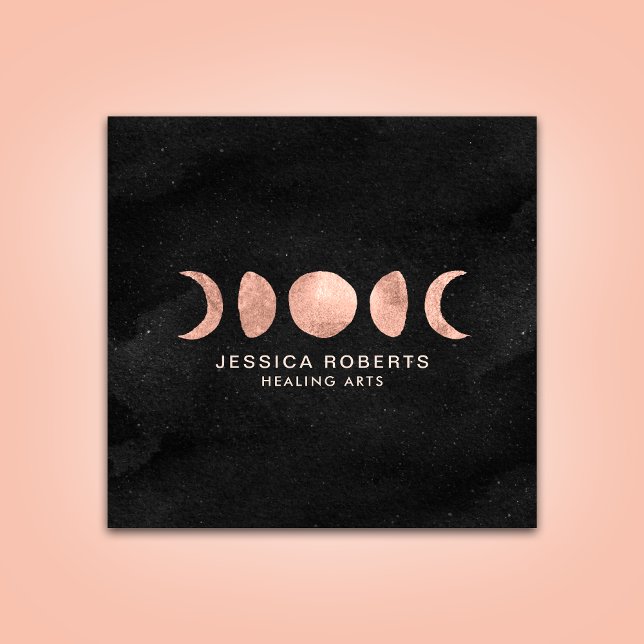 Rose Gold Moon Phases Spiritual Zen Square Business Card (Creator Uploaded)