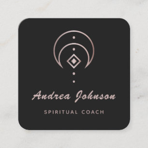 Rose Gold Moon Spiritual Coach Healer Celestial Square Business Card