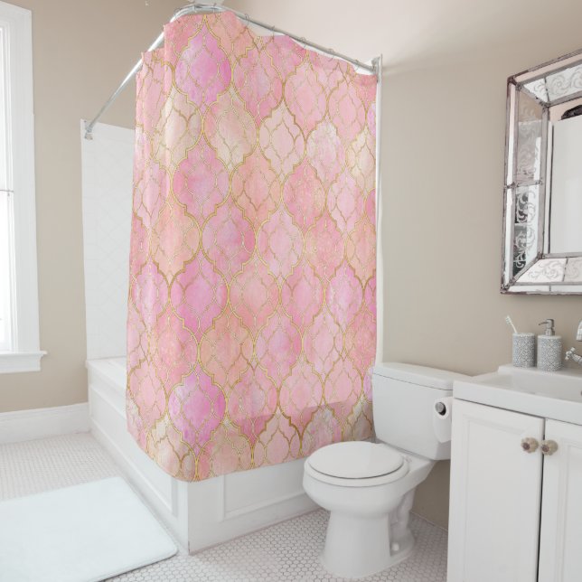 Rose Gold Moroccan  Shower Curtain (In Situ)