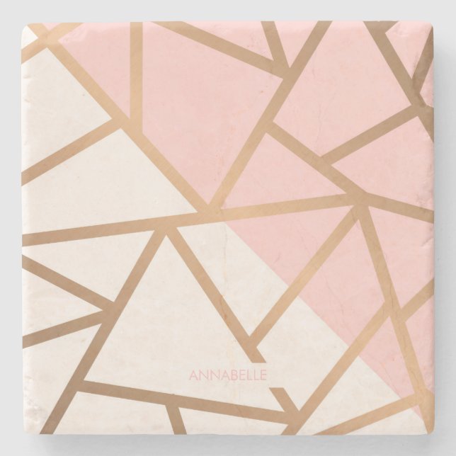 Rose Gold Mosaic Stone Coaster (Front)