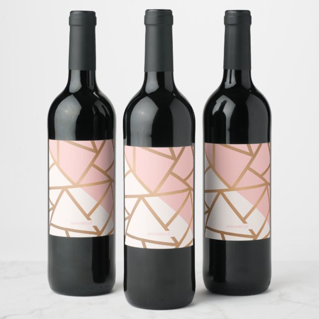 Rose Gold Mosaic Wine Label (Bottles)