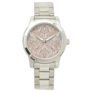 Rose Gold Mozaik Pattern with Pearl Design Art,  Watch