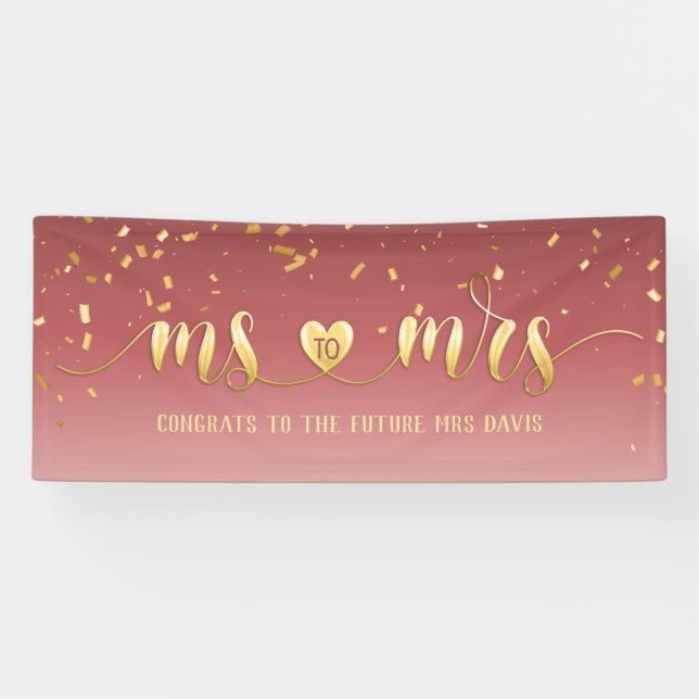 Rose Gold Ms to Mrs Bridal Shower Banner (Horizontal)