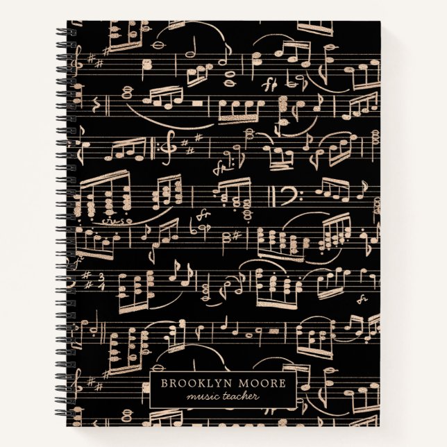 Rose Gold Music Note Personalised Journal (Front)