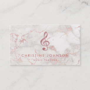 rose gold music treble clef business card