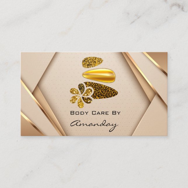 Rose Gold Nail Artist SPA Logo Wellness Body Care Business Card (Front)