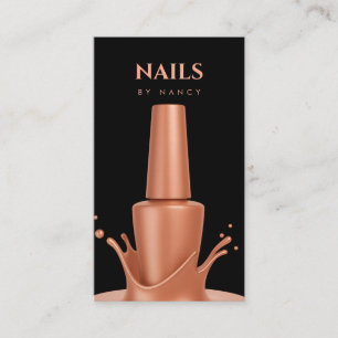 Rose Gold Nail Polish Splash QR Code Nail Artist Business Card