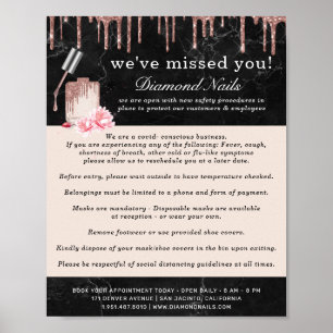 Rose Gold Nail Salon Covid Conscious Safety Poster