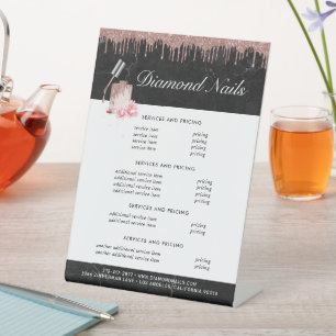 Rose Gold Nail Salon   Menu Price List Pedestal Sign