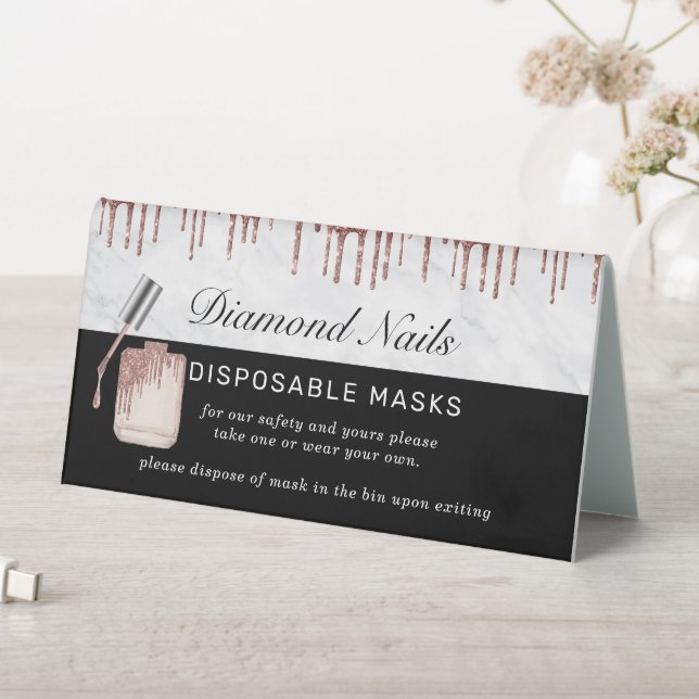 Rose Gold Nail Salon Wear a Mask Safety (In SItu (Table))