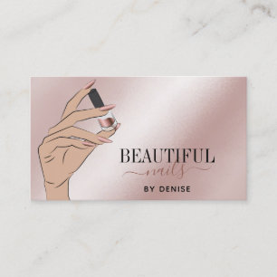 rose gold nail salon woman hand nails technician b business card