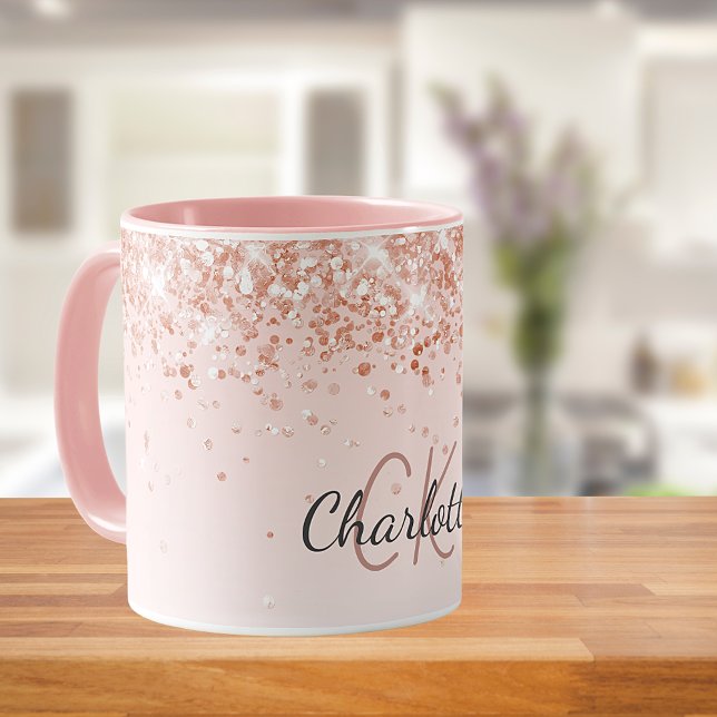 Rose gold name script  mug (Creator Uploaded)